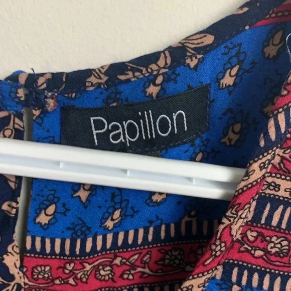 Papillon Lightweight Sleeveless Airy  Colourful Smock Top w Pockets Size S - Picture 4 of 7